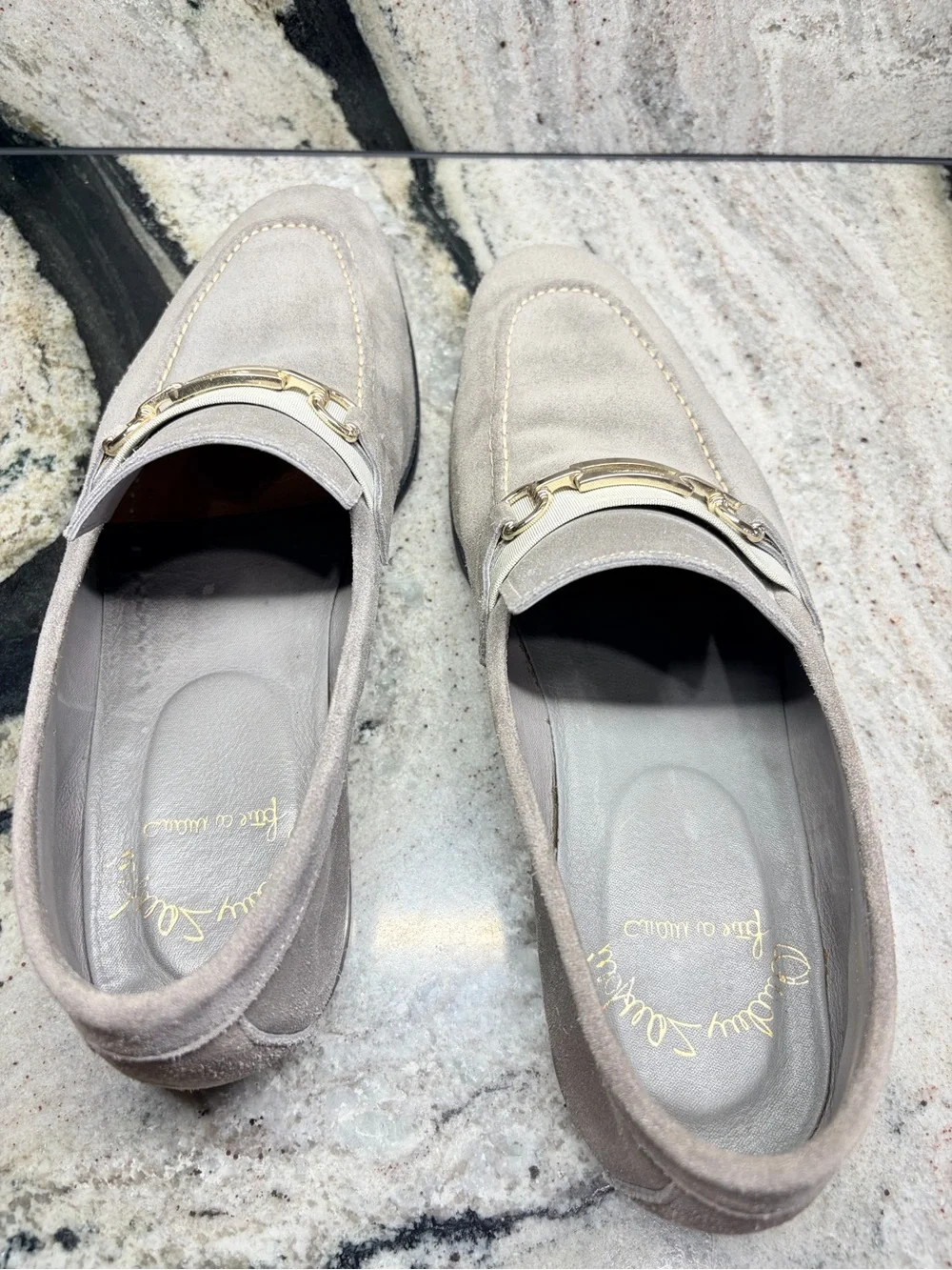 Santoni Fatte a Mano Gray Suede Horsebit Loafers UK 8.5 US 9.5 Made in Italy